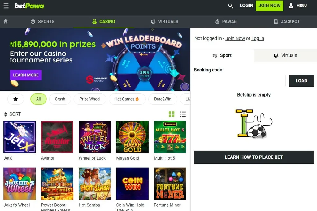 betPawa Page accueil Casino