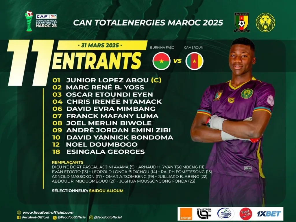 Compos Cameroun U17 contre Burkina U17