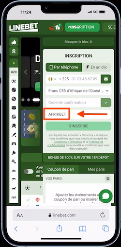 S'inscrire sur Linebet