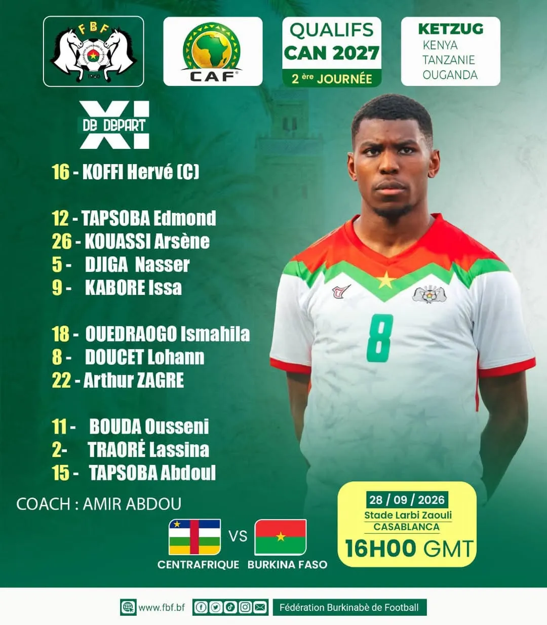 Compo Burkina Faso contre Centrafrique