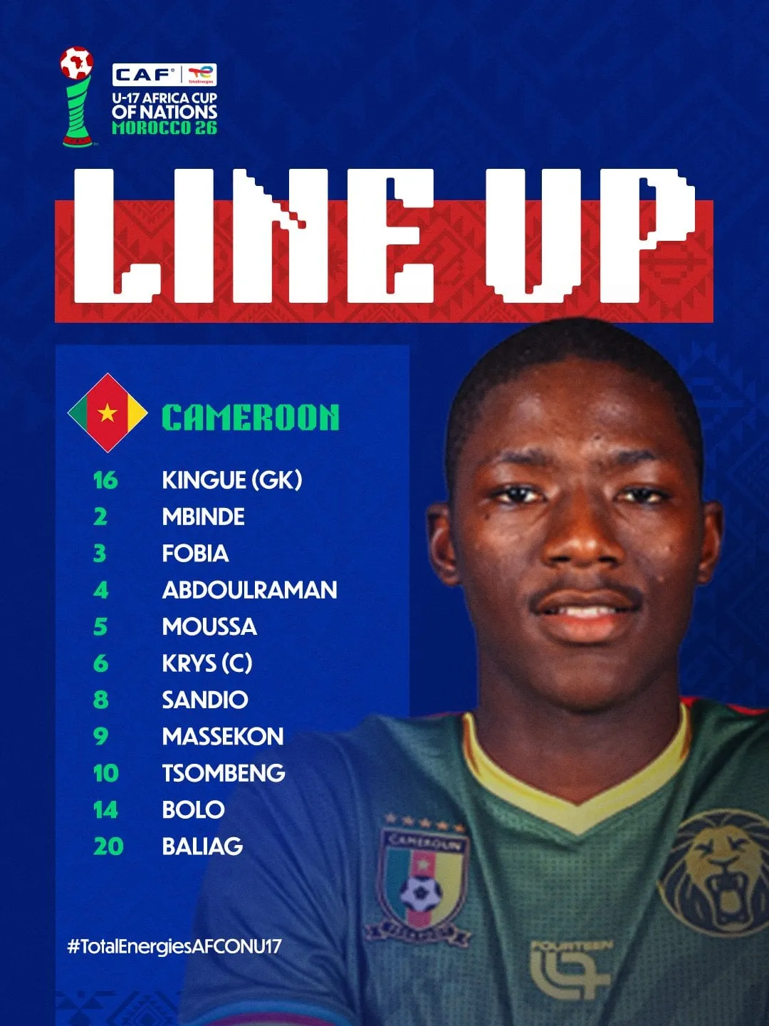 Compo Cameroun U17 contre C&ocirc;te d&rsquo;Ivoire