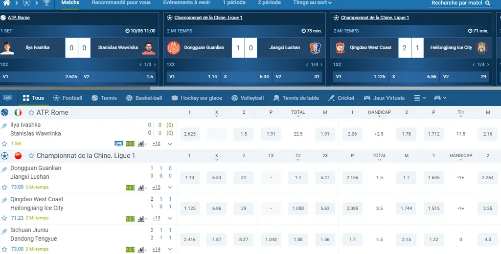 Vous pouvez parier en direct sur les paris sportifs