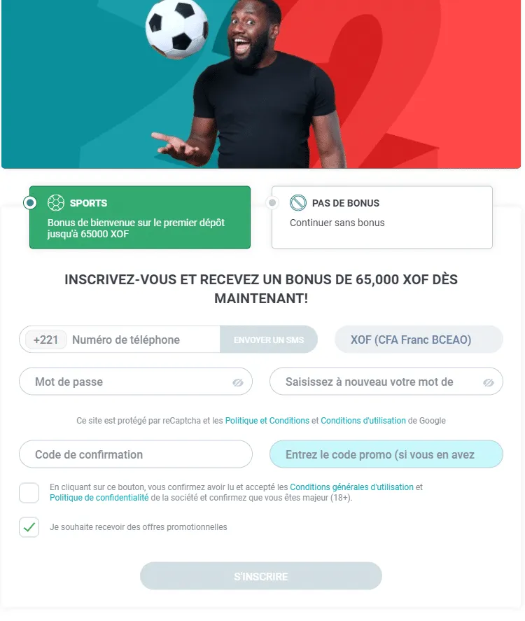 S'inscrire sur 22bet