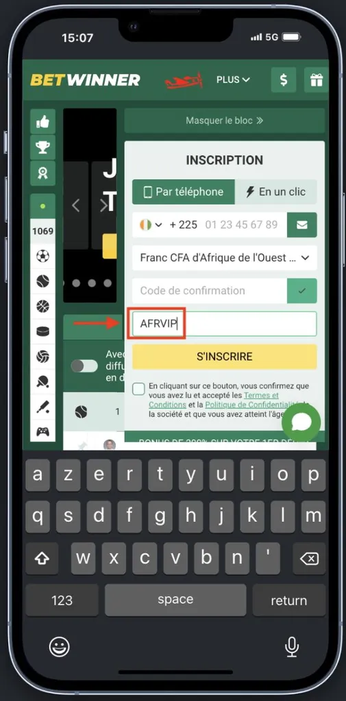 Ouvrez un compte avec le code promo Betwinner