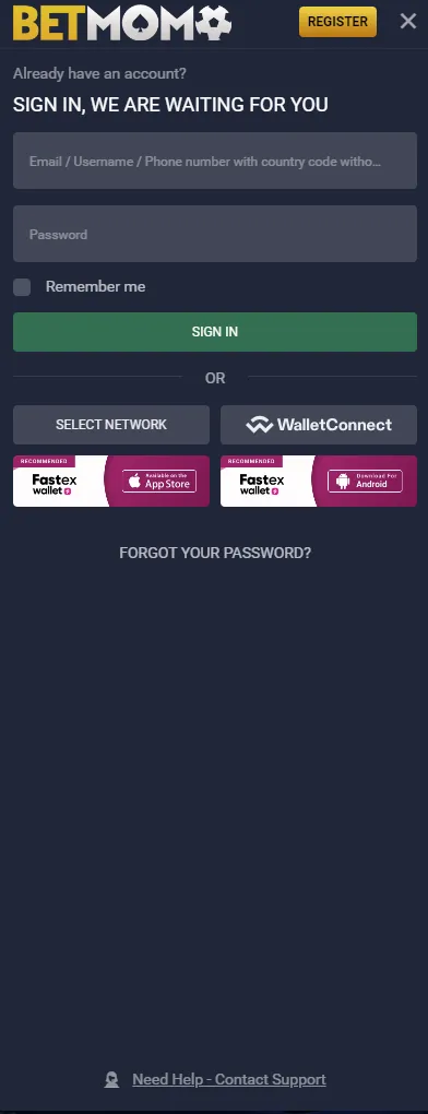 Comment s'inscrire sur Betmomo