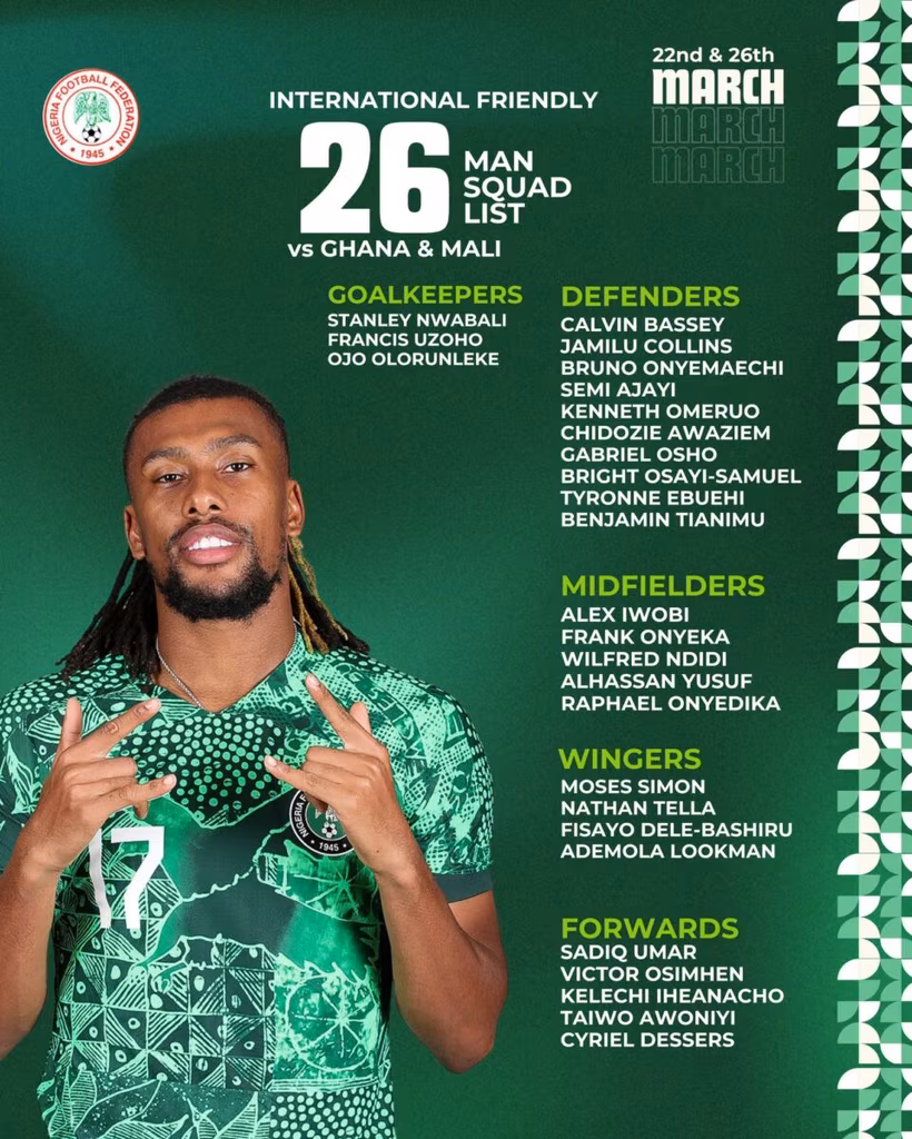 Liste Nigeria Mali Ghana mars 2024