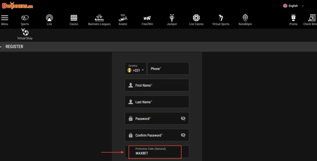 inscription bwinners code promo MAXBET
