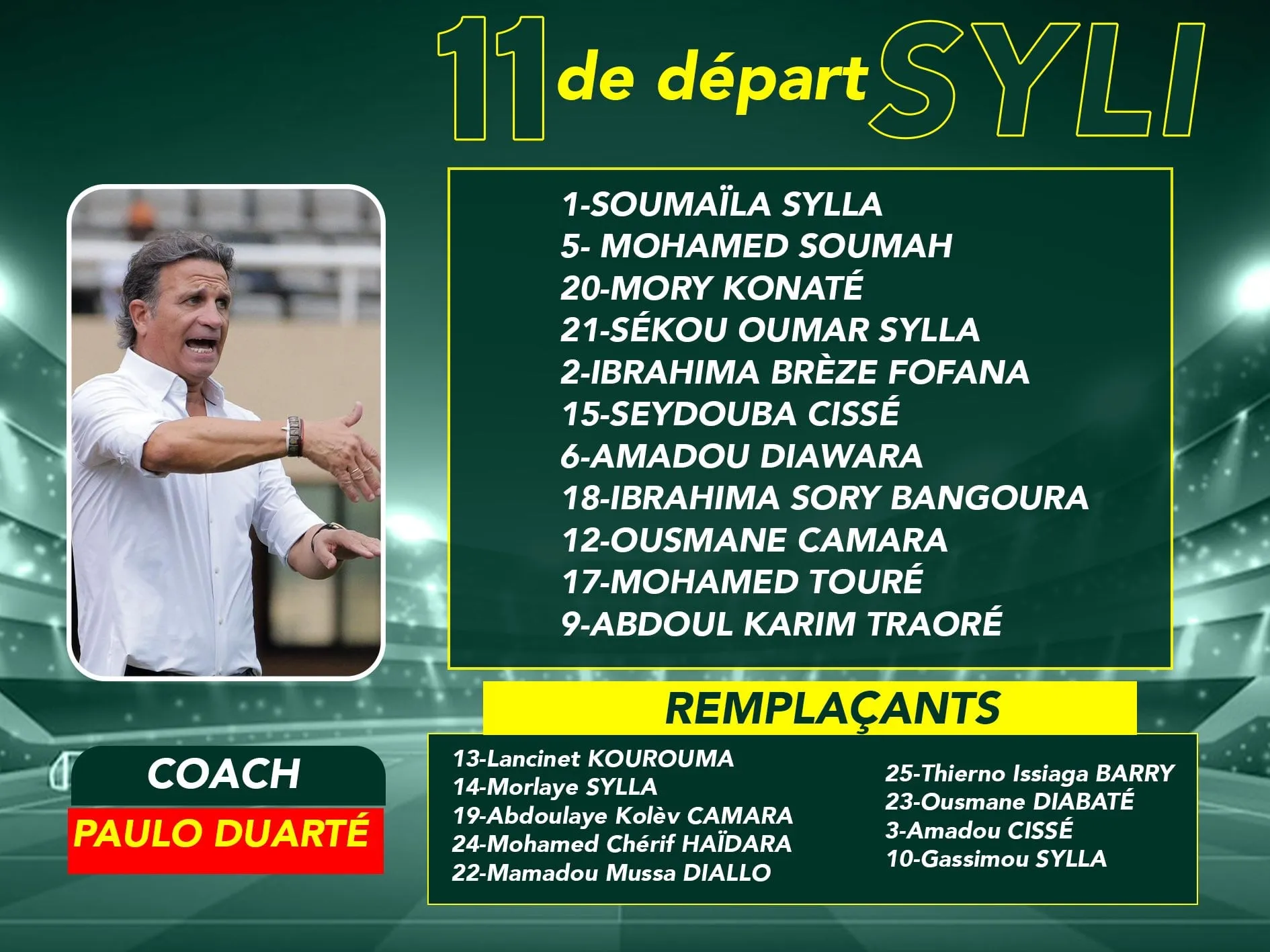 La compo de la Guin&eacute;e face &agrave; l&rsquo;Irlande du Nord