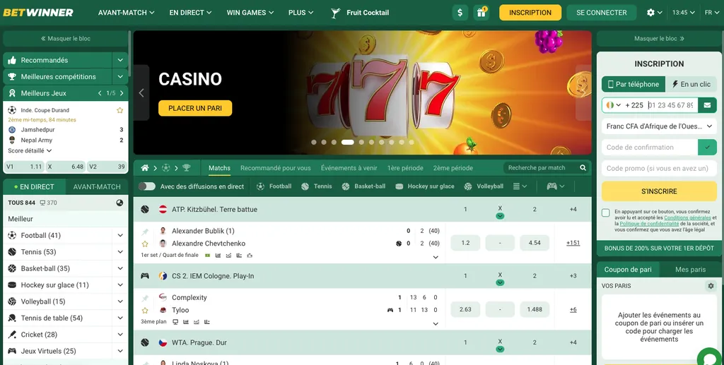 Site de pari foot Betwinner