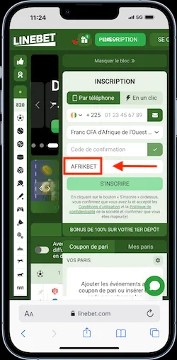S'inscrire sur Linebet