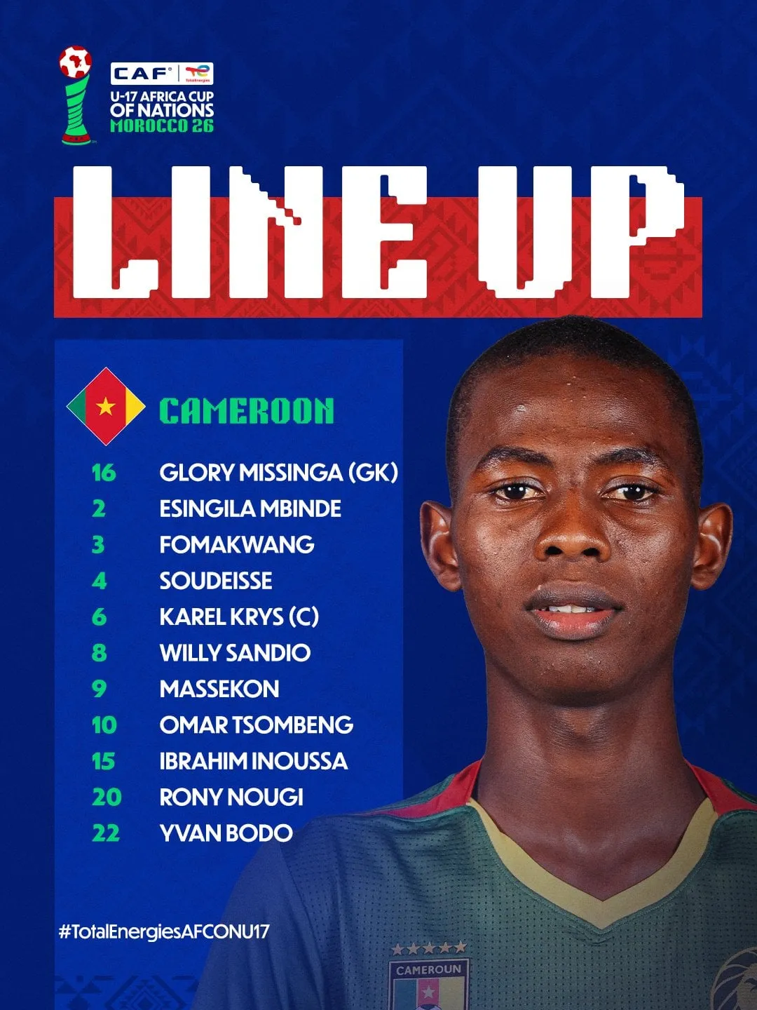 Compo Cameroun U17 contre Maroc U17
