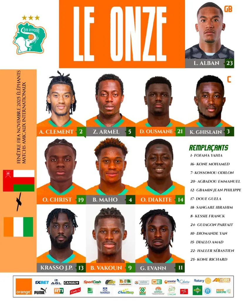 Compo Côte d'Ivoire contre Oman