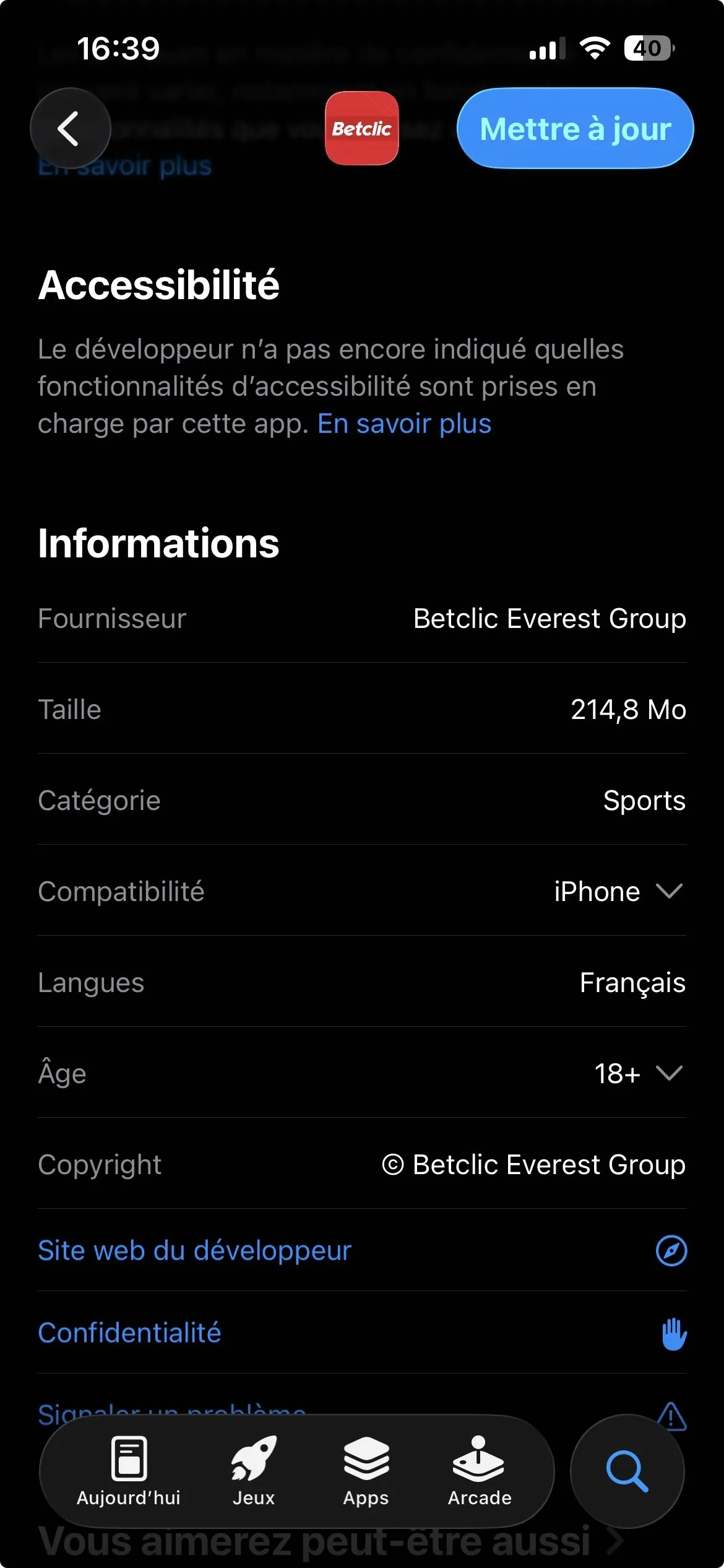 V&eacute;rification source t&eacute;l&eacute;chargement apk Betclic iOS
