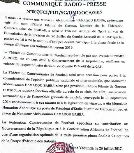 CAN 2019 : un opposant camerounais veut tra&icirc;ner la CAF devant le TAS !