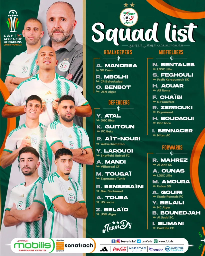 Liste Alg&eacute;rie CAN 2023