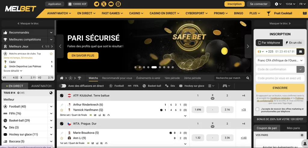 Faites vos paris football sur Melbet