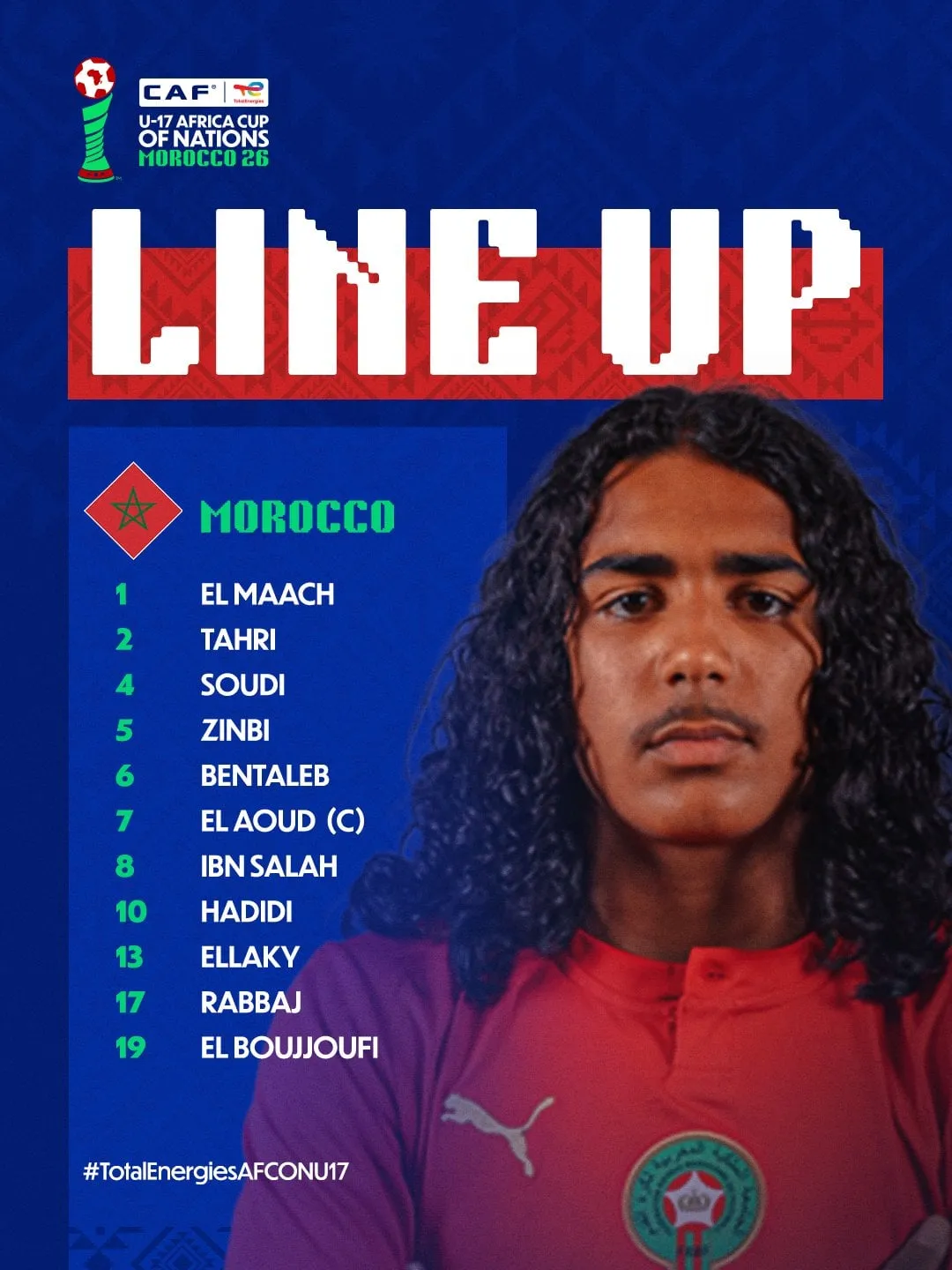 Compo Maroc U17 contre Tunisie U17