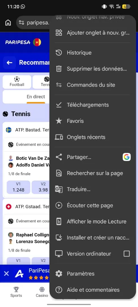 Telechargement PWA Paripesa Chrome