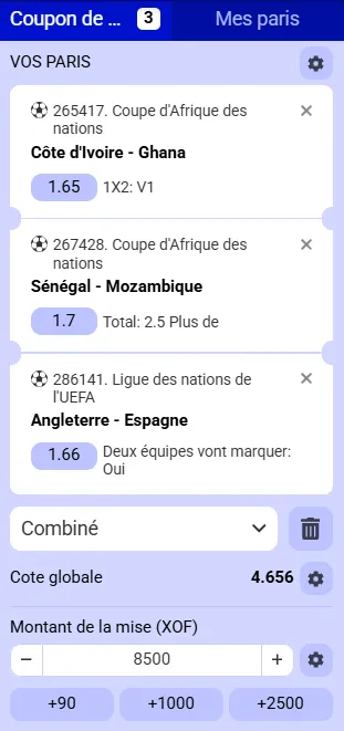 Coupon combin&eacute; CAN Ligue des Nations 2026 code promo PariPesa PESAFRIK
