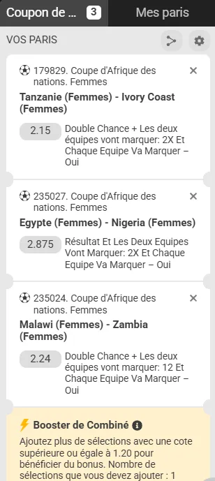 Coupon CAN f&eacute;minine MelBet code promo 2026 bonus sport