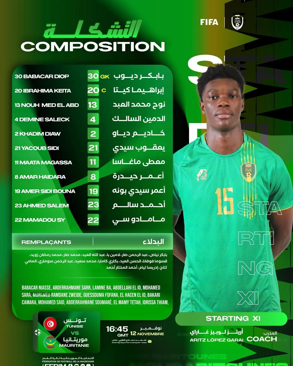 Compo Mauritanie contre Tunisie
