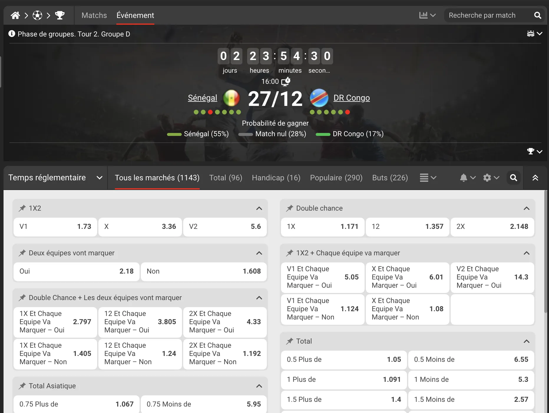 Pariez sur S&eacute;n&eacute;gal-RDC - CAN 2026 - avec le code promo 888starz