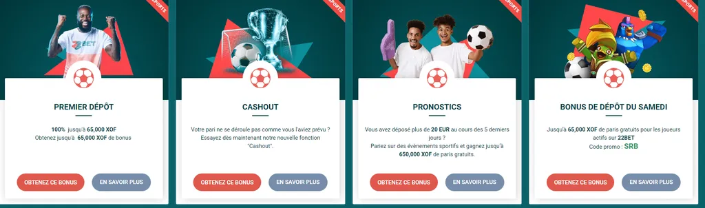 Les promotions sur 22bet 