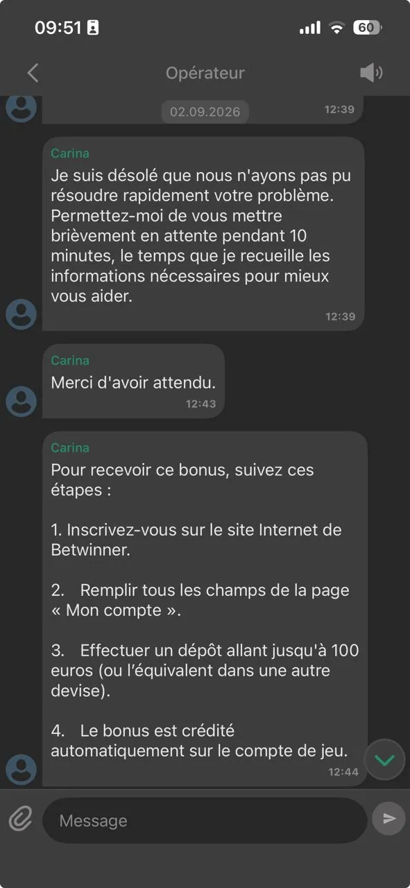 Nous avons test&eacute; le chat avec un op&eacute;rateur humain sur BetWinner