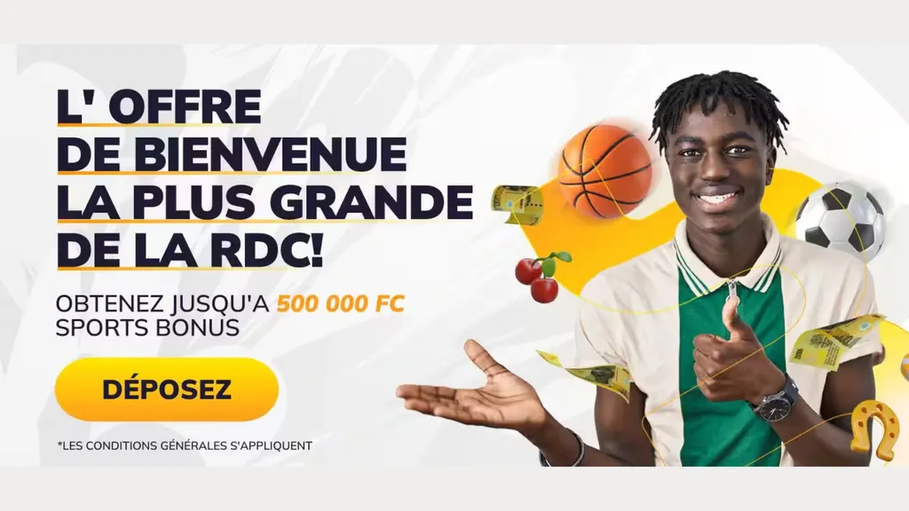 Jusqu'&agrave; 500 000 FC &agrave; gagner avec le code promo Mamabet MAFOOT 