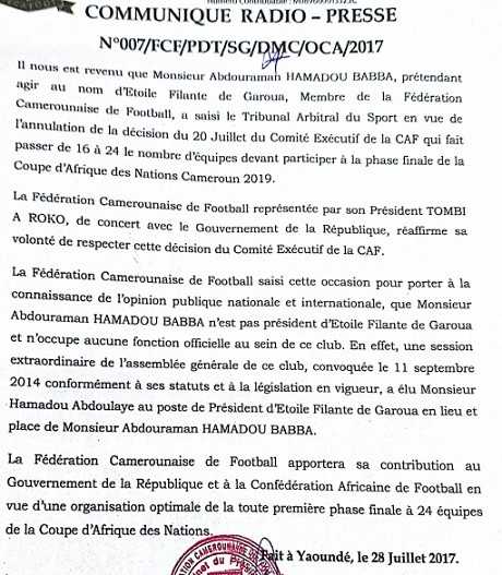 Can 2019 Un Opposant Camerounais Veut Traîner La Caf