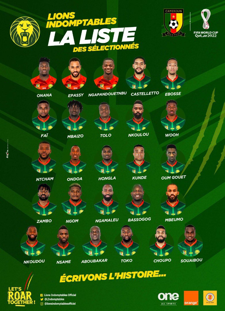 Cameroun la liste pour le Mondial avec Zambo, un Marseillais et deux