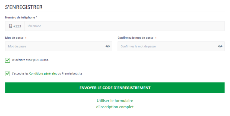 inscription premier bet 1