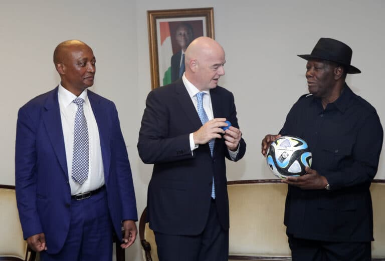 Patrice Motsepe, Gianni Infantino, Alassane Ouattara